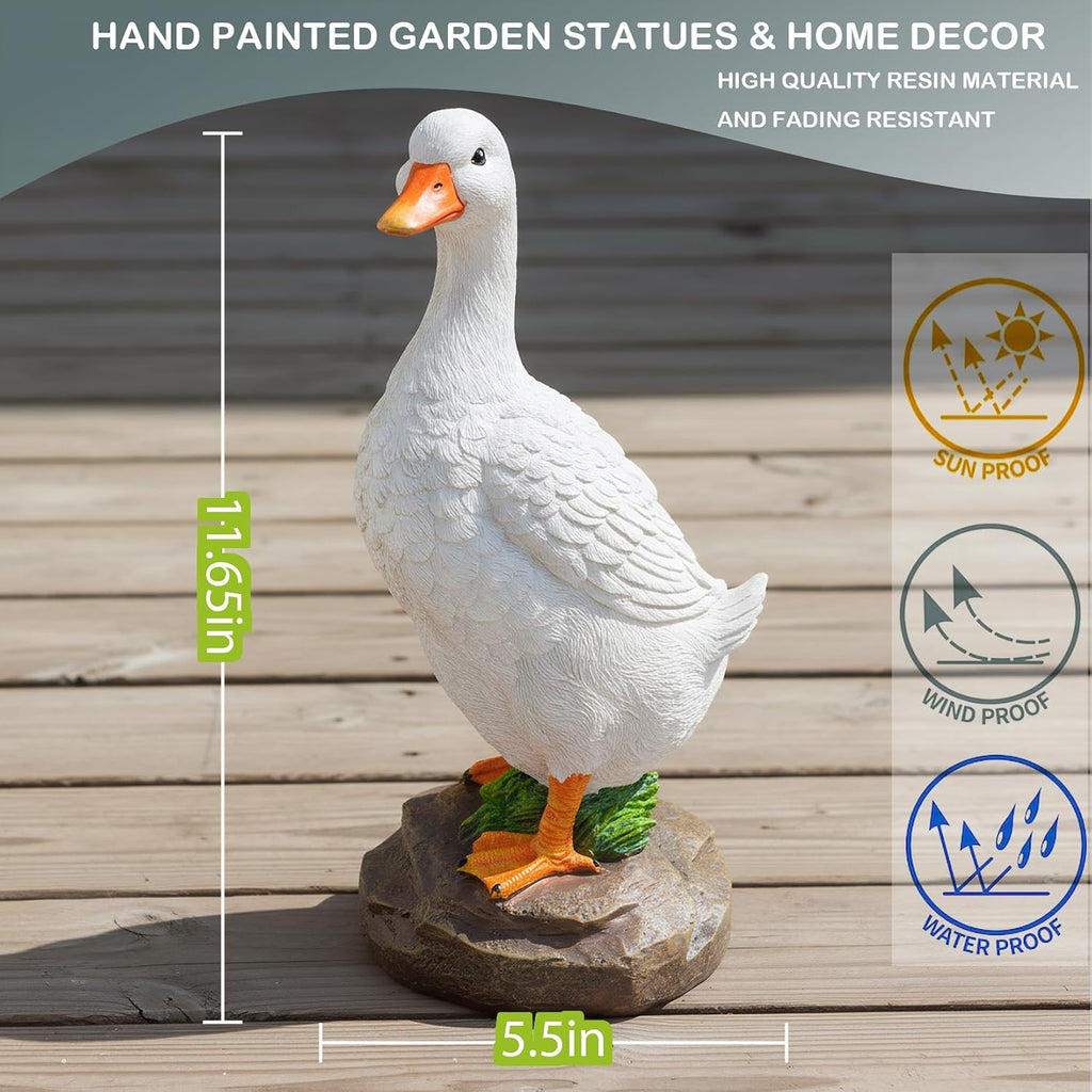 Elenon Funny Duck Garden Statue, Adorable Flower Bed Garden Goose Outdoor Decor, Decorative for Yard Patio Art