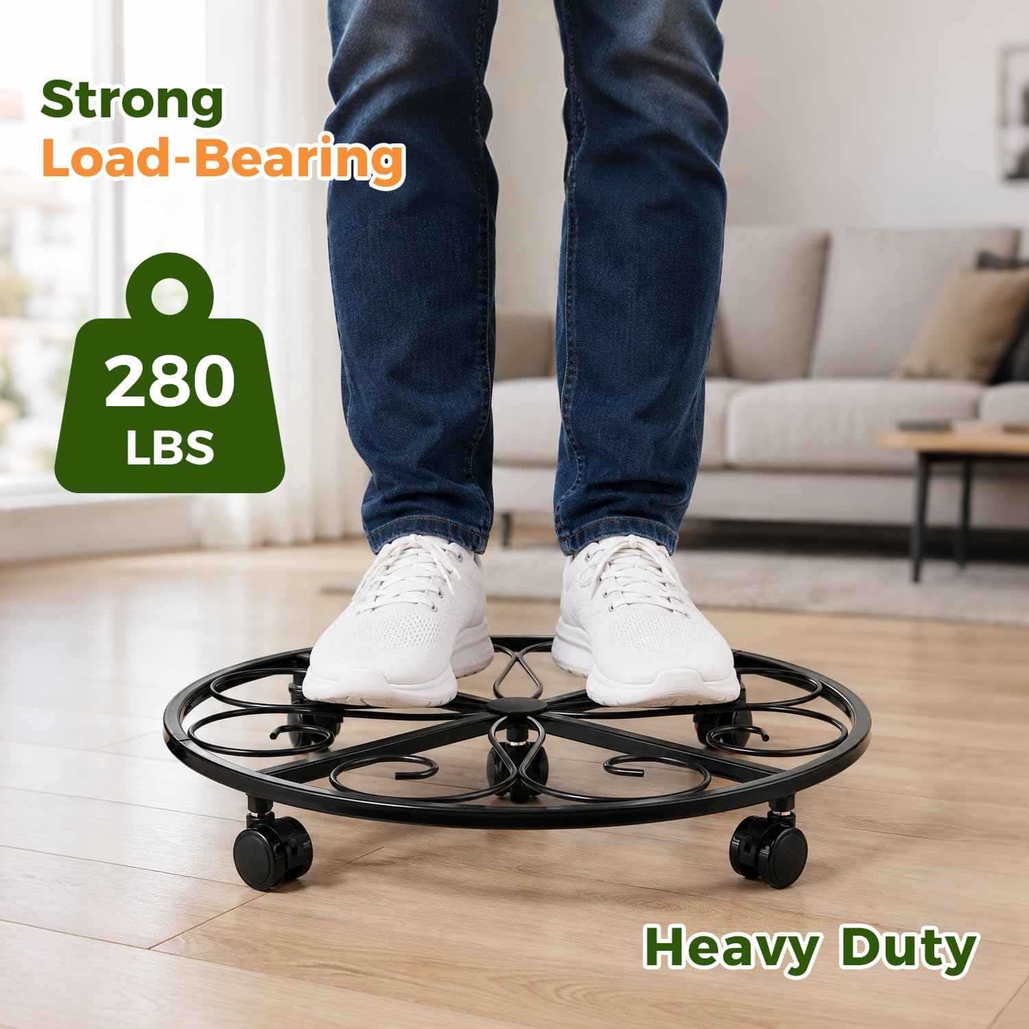 3 Packs 20” Plant Caddy with Wheels Metal Plant Stand on Wheels for Indoor and Outdoor Plants Rolling Plant Stand with