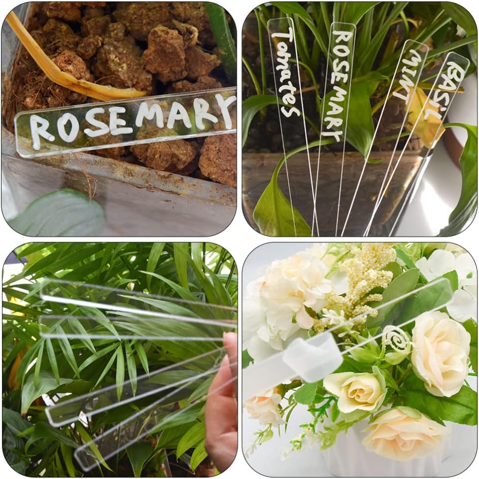 Garneck 10sets Acrylic Plant Label Stakes Succulent Flower Identifying Boards Garden Labels Outdoor Plant Markers