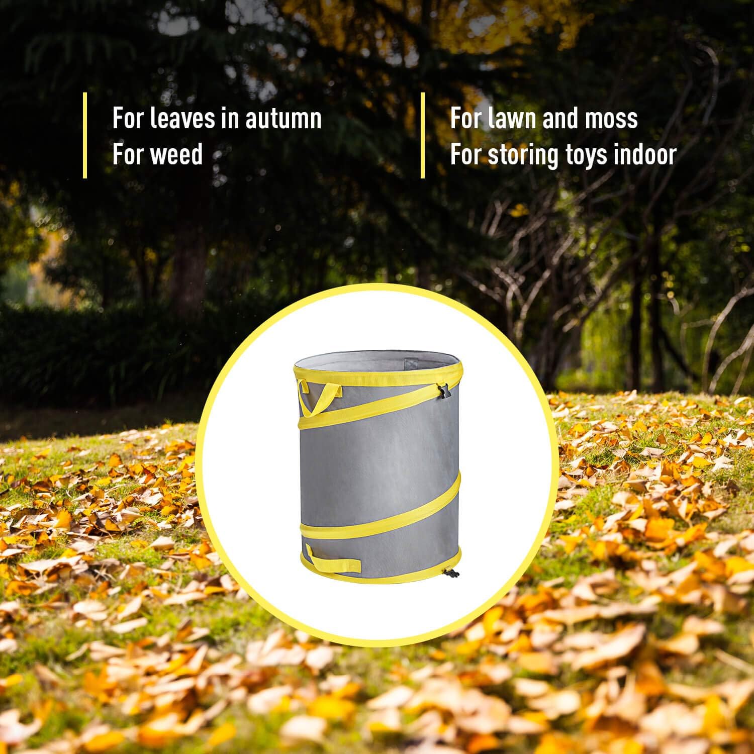 Jardineer Collapsible Pop Up Trash Can, 30 Gallon Reusable Yard Waste Bag with Handle, Foldable Portable Garden Leaf