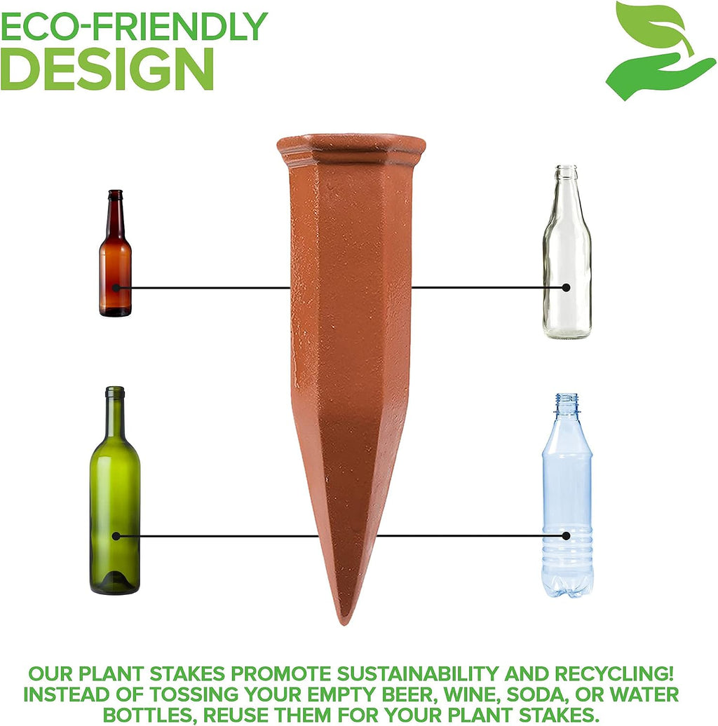 Modern Innovations Ceramic Terracotta Self Watering Spikes (10 Pack) Vacation Automatic Plant Waterer Devices