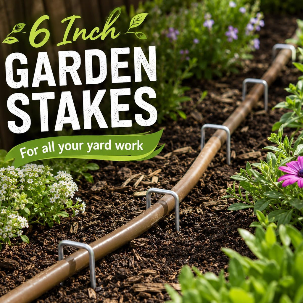 200 Pack Landscape Staples Garden Stakes 6 Inch 11 Gauge Galvanized Landscape Fabric Pins Anti-Rust Landscape Spike