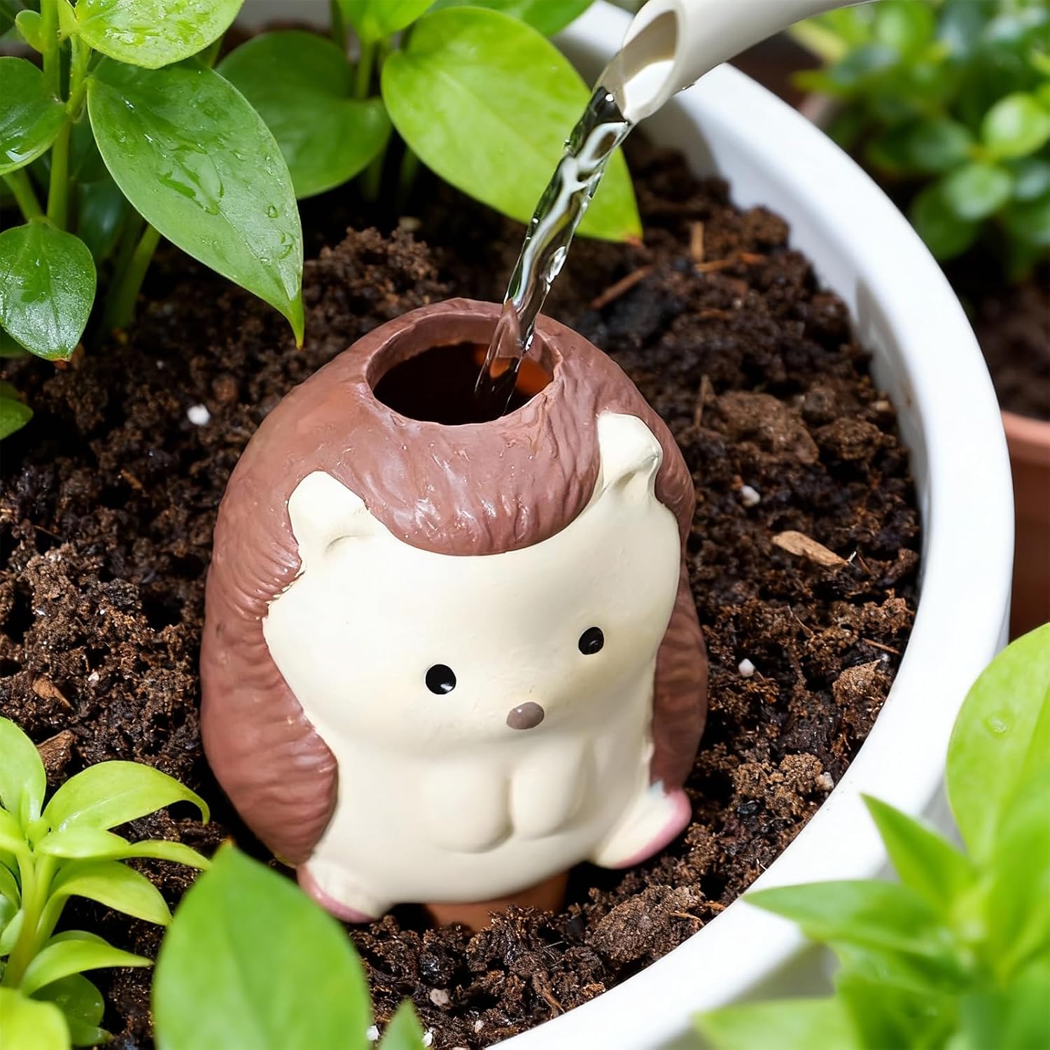 MCleanPin 4 Pack Plant Watering Spikes and Globes Handmade Terracotta Self-Watering Planter Insert Automatic Plant