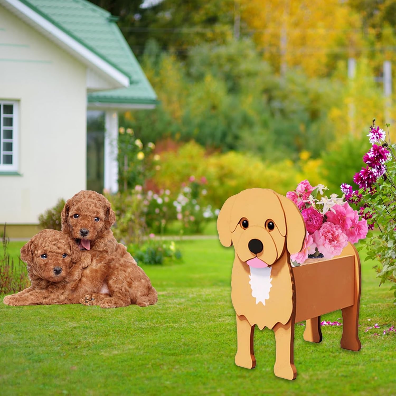 Cavoodle Dog Planter Pots, Animal Shaped Flower Pot | Cute Plant Gift for Women and Pet Lovers, Indoor Outdoor Garden