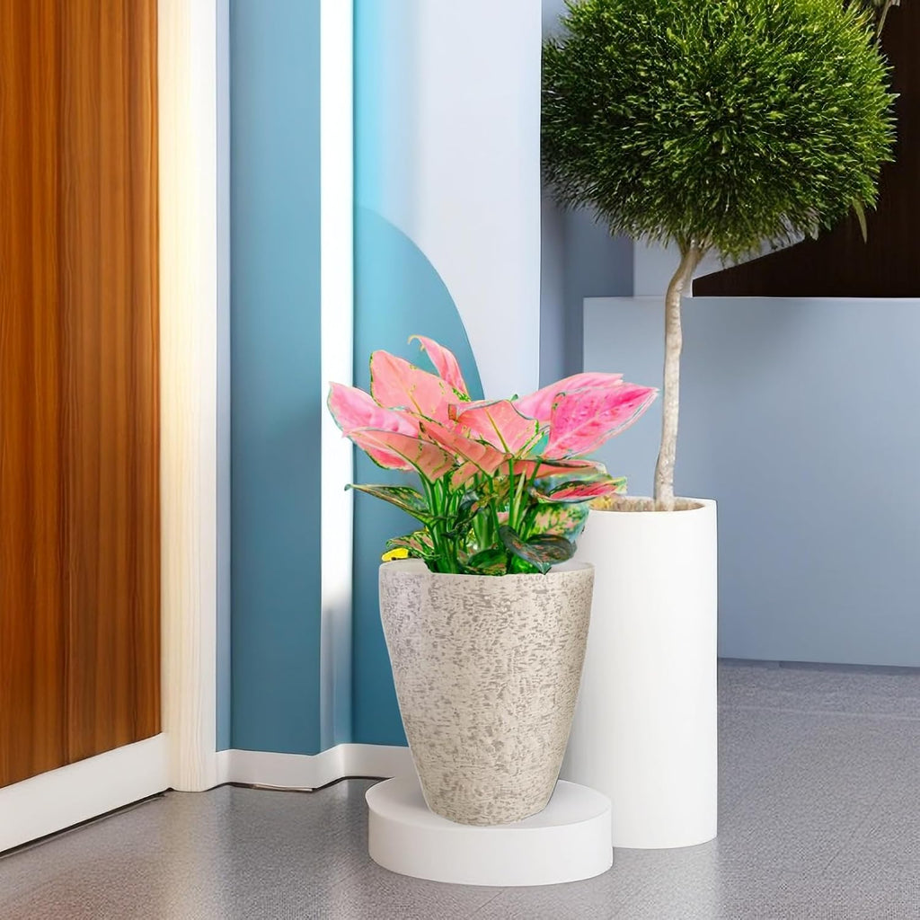 10 inch Garden Planter Lightweight Indoor Outdoor Pots with Drainage Hole for Potted Plants Flowers Greenery, Set of 2