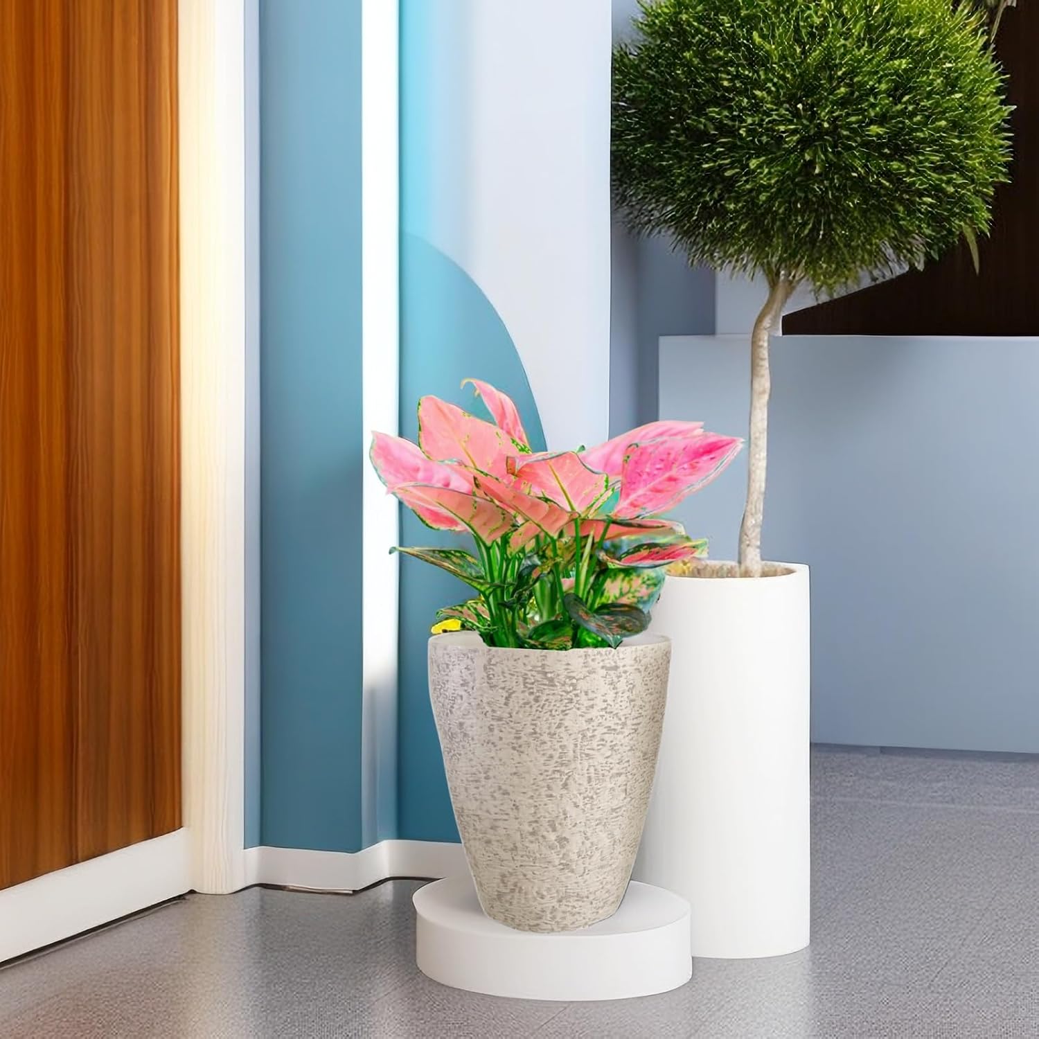 10 inch Garden Planter Lightweight Indoor Outdoor Pots with Drainage Hole for Potted Plants Flowers Greenery, Set of 2