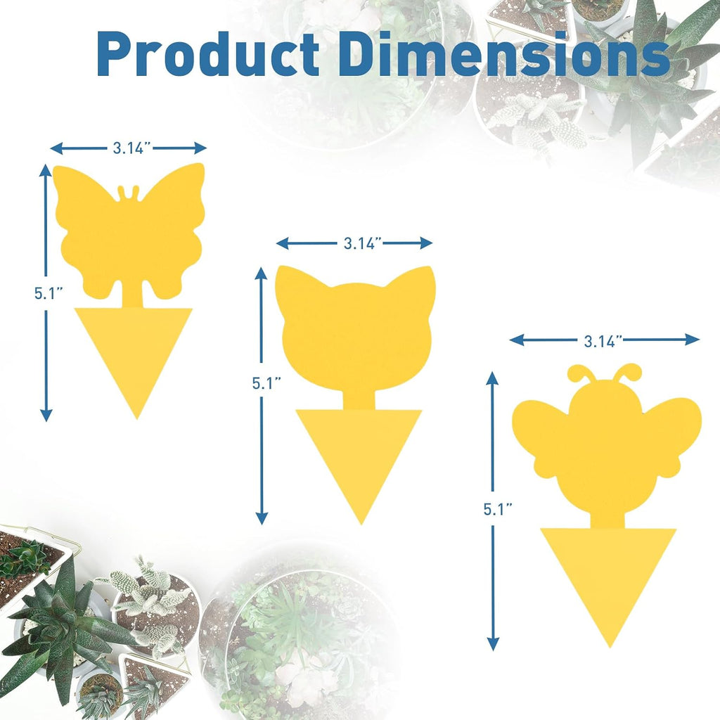 96 Pack Fruit Fly Traps for Indoor Outdoor, 3 Shapes Yellow Sticky Bug Traps, Double-Side Fungus Gnat Killer for