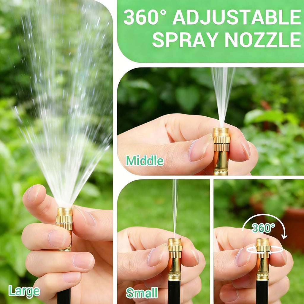 Drip Irrigation System, Upgrade Garden Irrigation Kit - 66Ft 5/16" with 20 pcs Adjustable Copper Nozzles,Automatic