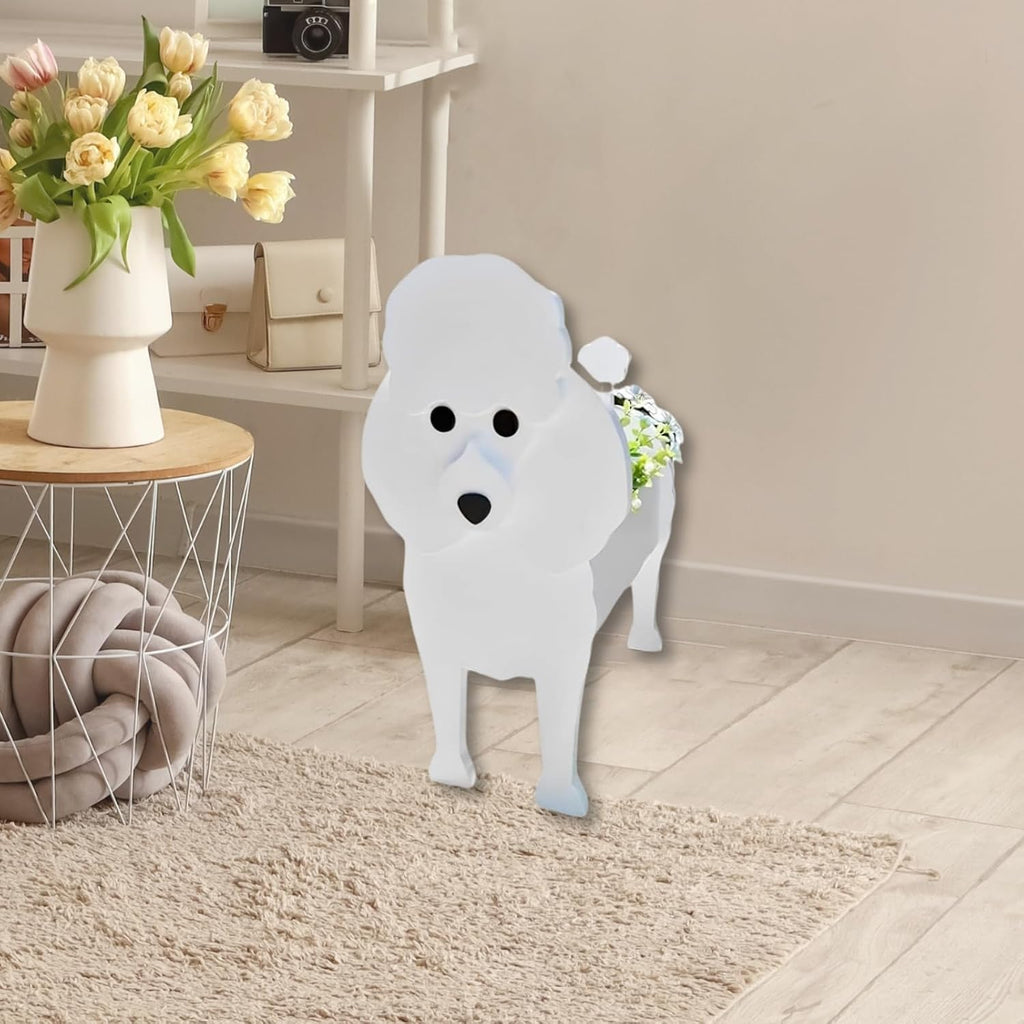 Poodle Dog Planter Pots, Animal Shaped Flower Pot | Cute Plant Gift for Women and Pet Lovers, Indoor Outdoor Garden