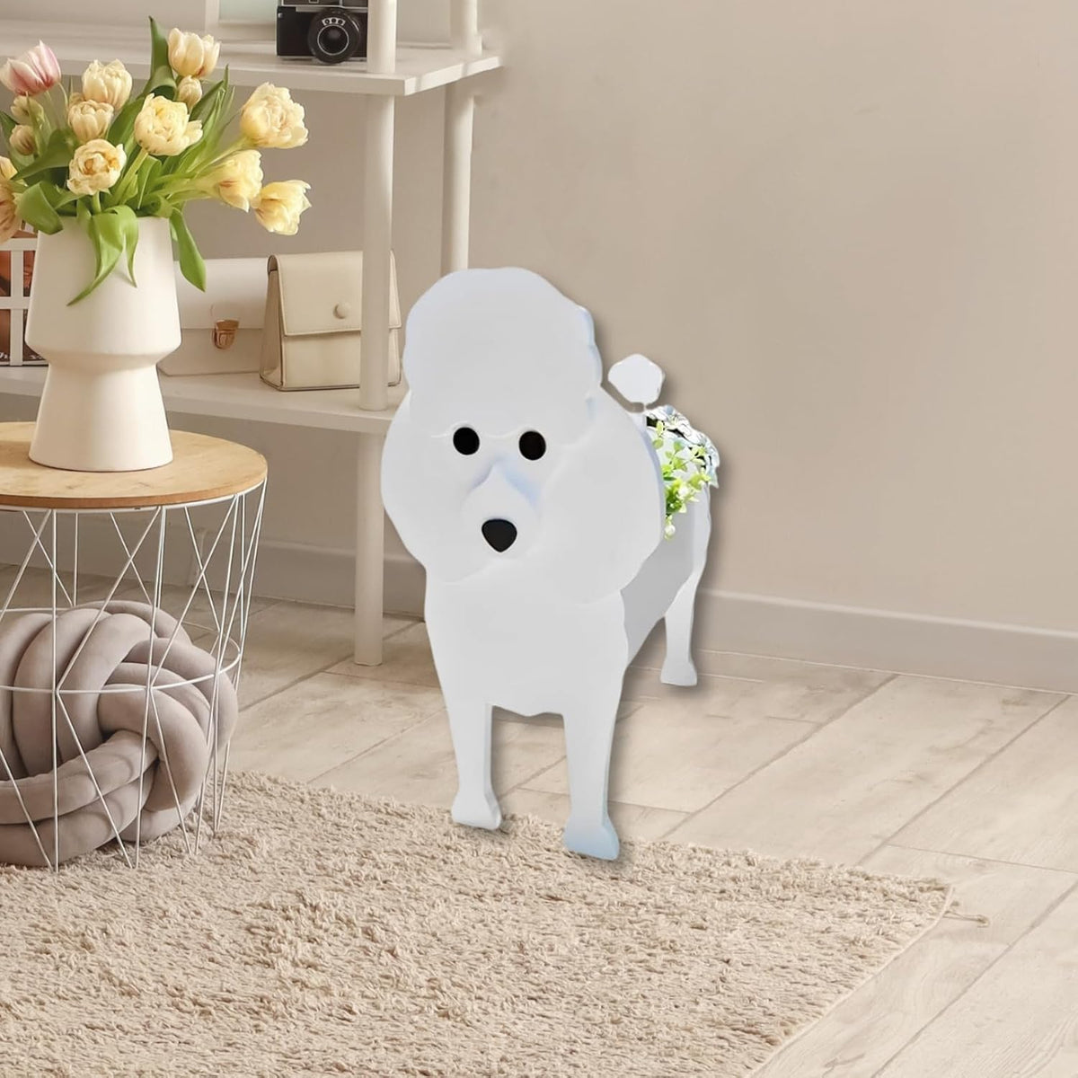 Poodle Dog Planter Pots, Animal Shaped Flower Pot | Cute Plant Gift for Women and Pet Lovers, Indoor Outdoor Garden
