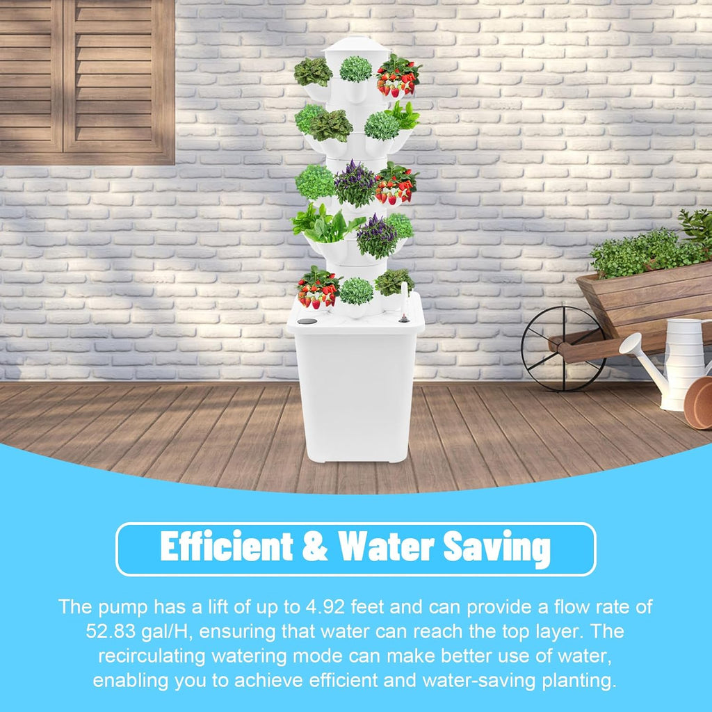 25-Plant Vertical Tower Garden System - Indoor Hydroponic Growing Kit | with Pump, Funnel & Water Level Gauge, Vertical