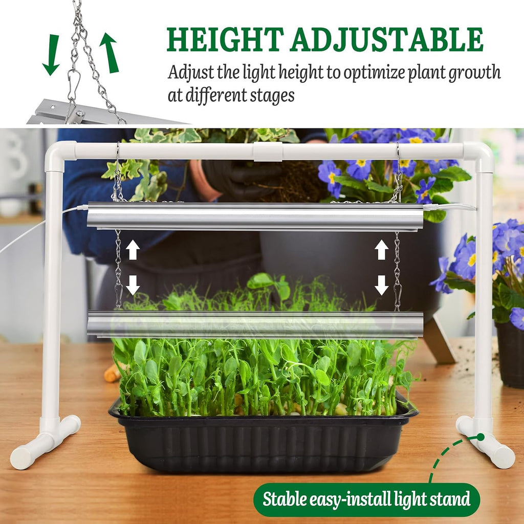 SOLIGT 1020 Size Seed Starter Kit with Grow Light and Heat Mat | 7" Humidity Dome, 6x12 Cell Seed Starter Tray
