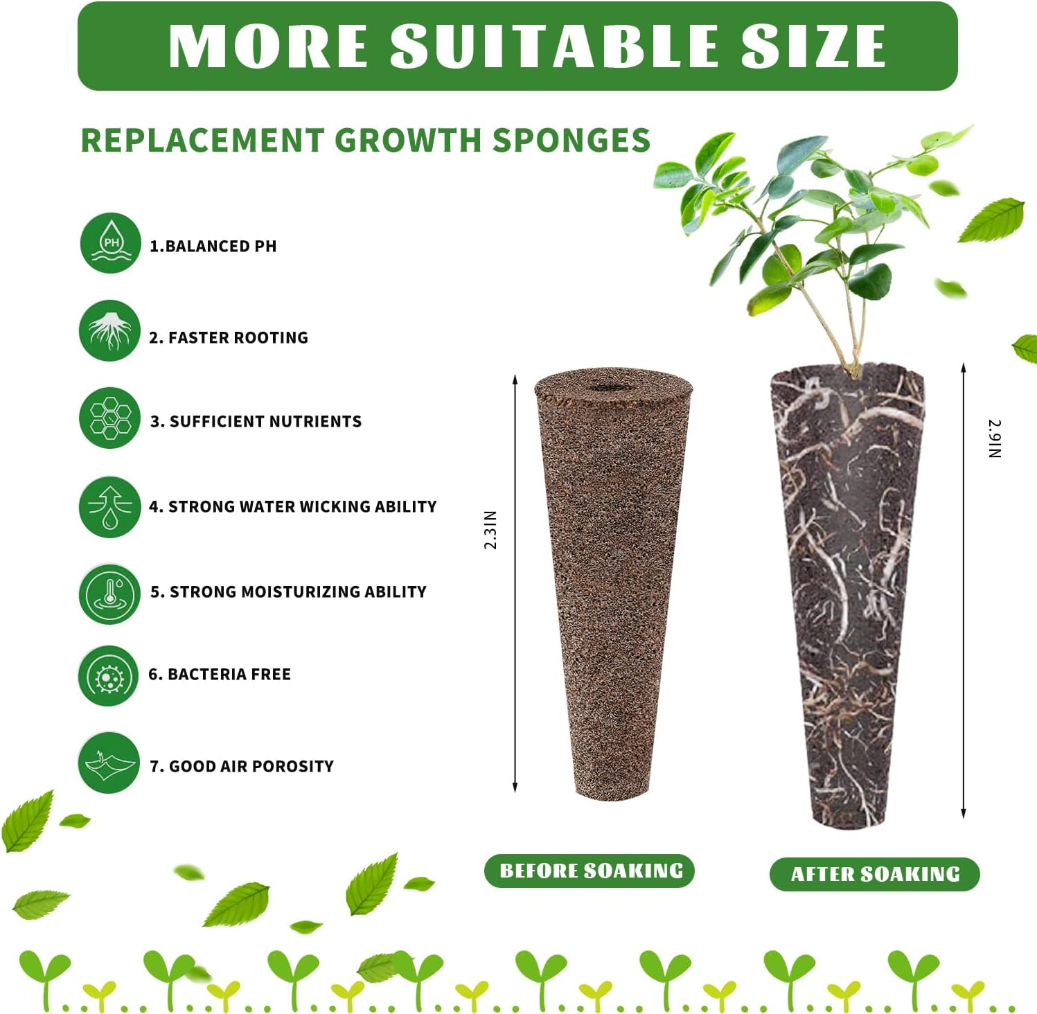 300Pcs Growth Sponges for Pods, Greenhouses Sponges, Grow Sponges for Greenhouses & Germination Equipment, Starter for