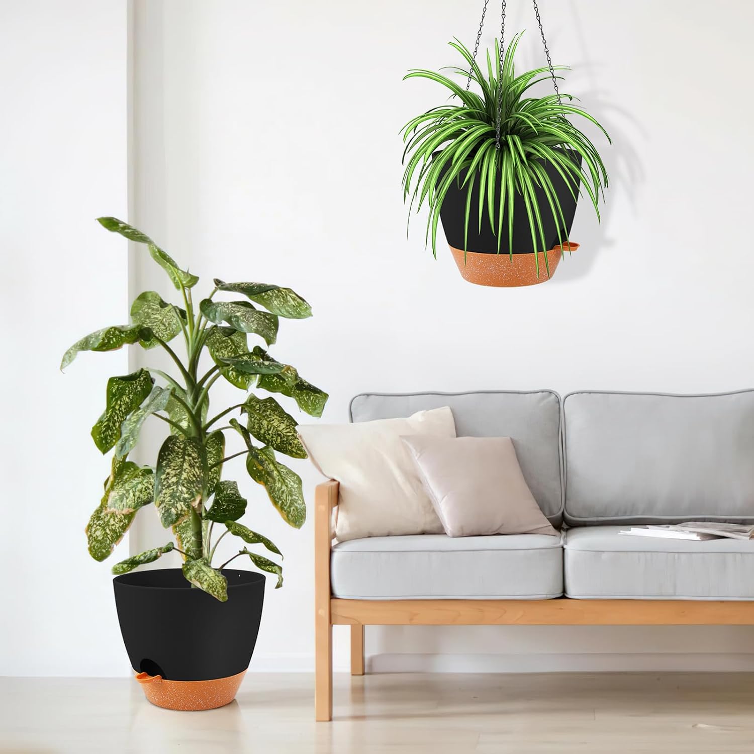 Large Hanging Planter, 12 inch Hanging planters for Indoor. Outdoor Plants, Self Watering Plant Pot, Plant Hanger
