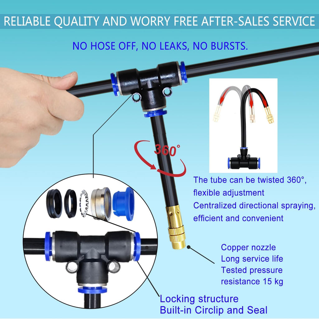 65FT 360° Adjustable Drip Irrigation System for Garden | 1/2'' Irrigation Tubing with 20 Nozzles, Automatic Watering