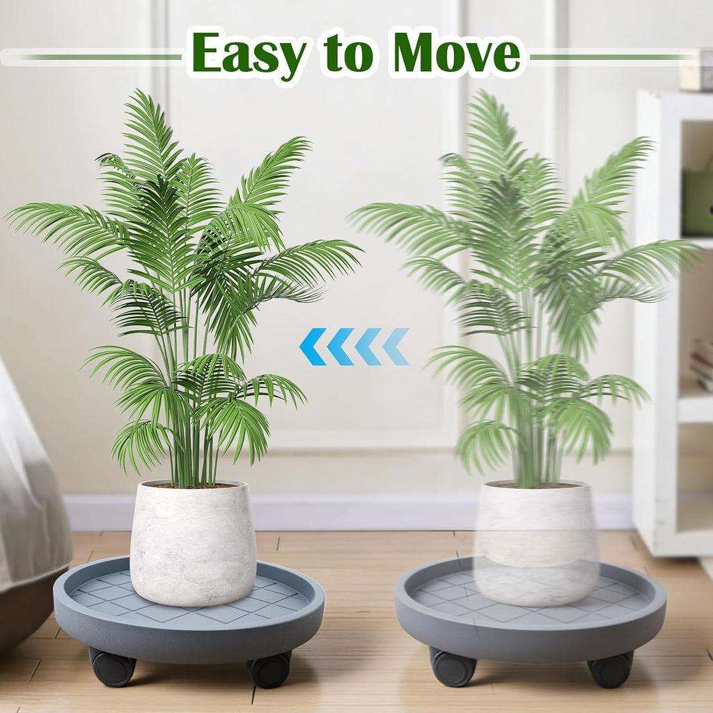 K KASONIC 12 Inch Plant Caddy with Wheels, 220LBS Capacity Rolling Plant Stand Dolly, 2 Pack Round Planter Saucer Mover
