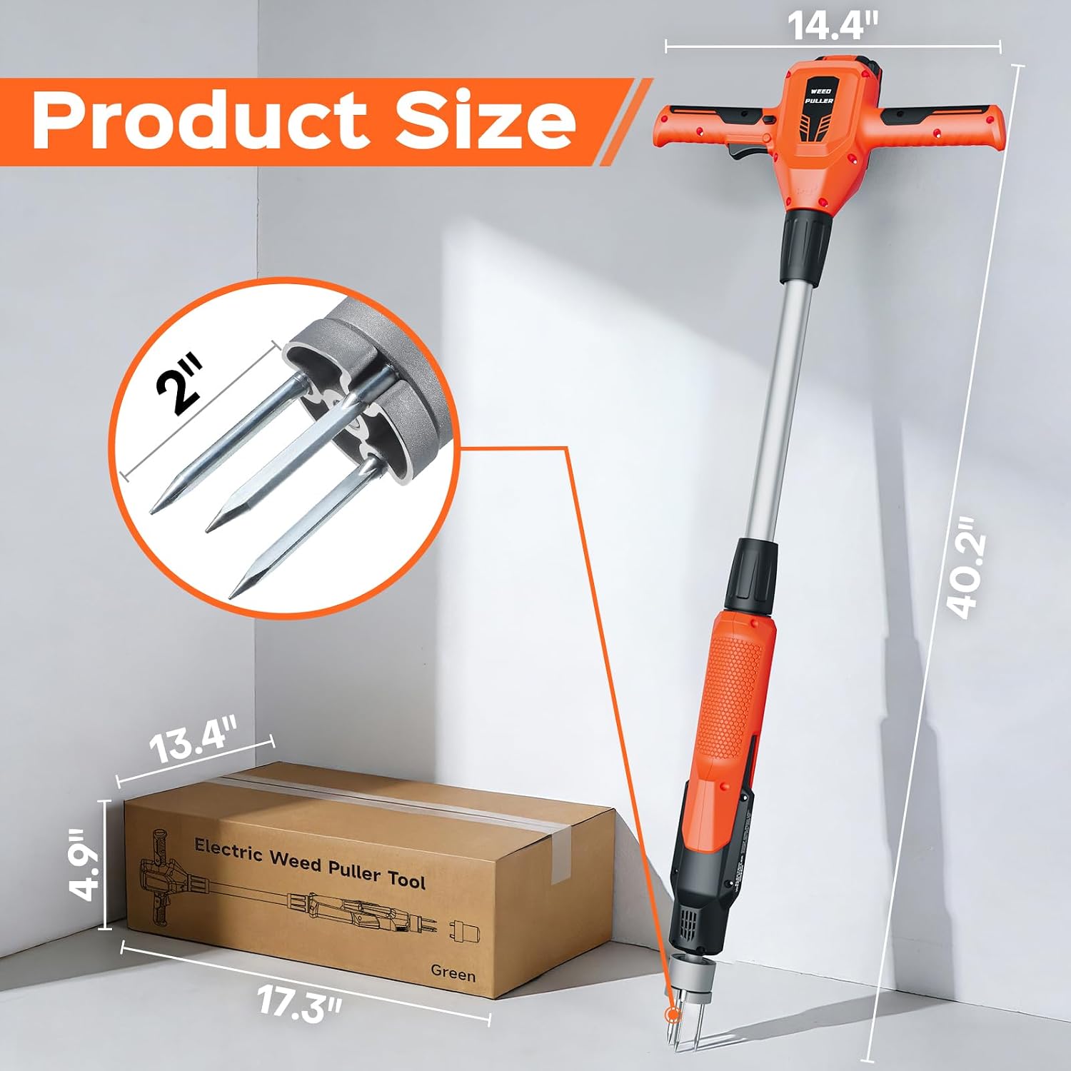 Weed Puller Tool, 21V Powerful Garden Tools Electric Weeder Tool, Orange | Weed Remover Tool with 2.0Ah Battery and