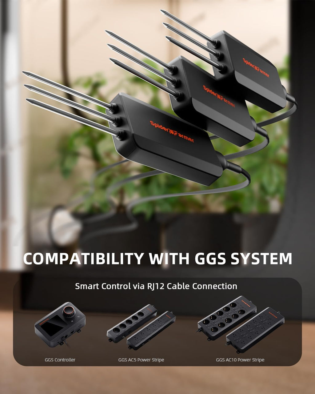 Spider Farmer GGS 3 in 1 Soil Sensor Pro 3Pcs for Indoor Garden Grow Tent | Exclusively for GGS System, EC Moisture