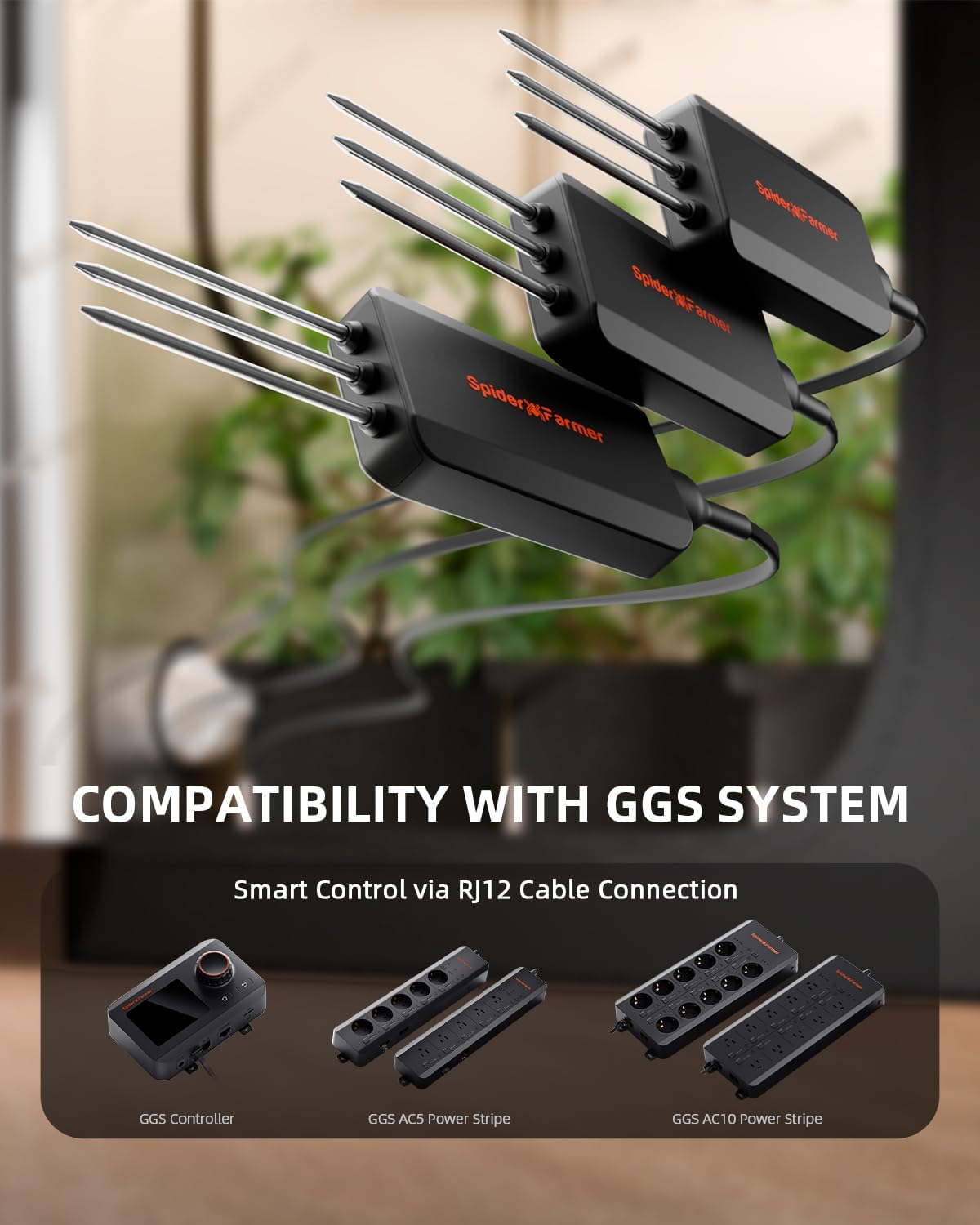 Spider Farmer GGS 3 in 1 Soil Sensor Pro 3Pcs for Indoor Garden Grow Tent | Exclusively for GGS System, EC Moisture