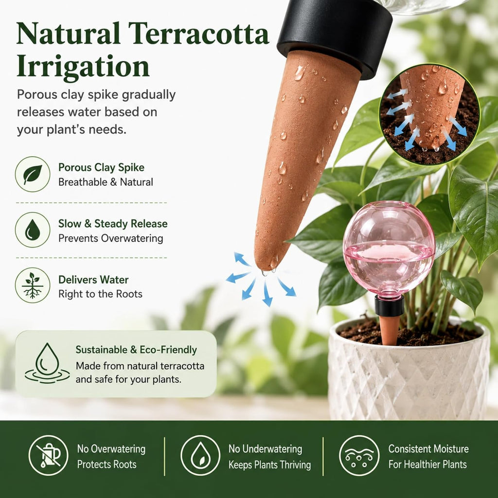 Large Plant Watering Ball 17.6 oz- Top-Fill-Self Water Planter Indoor/Outdoor Plastic Slow-Release Water Ball