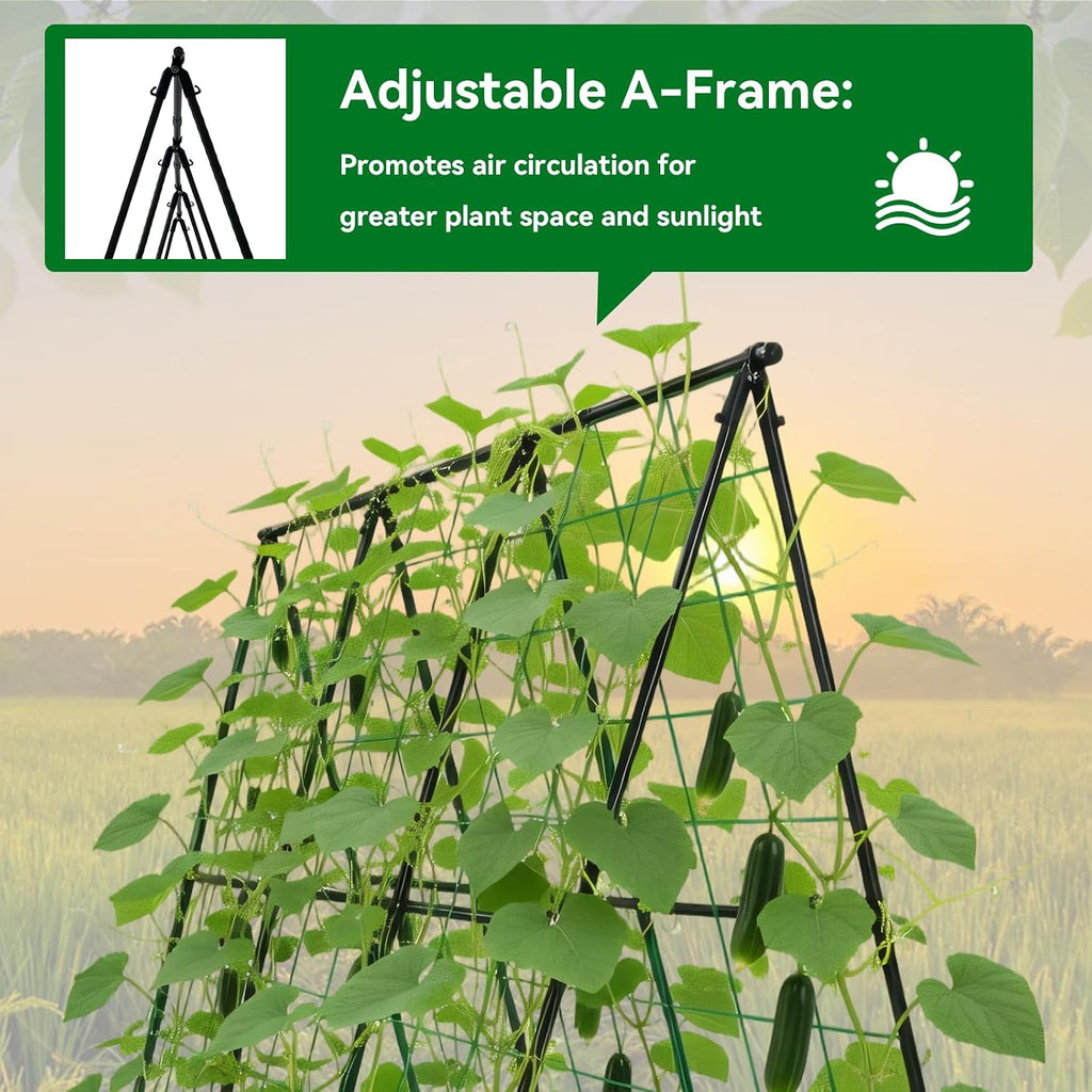 Cucumber Trellis - 49.4"*49.4" Metal Garden Trellis for Climbing Plants, Garden Trellis with Plastic-Coated Steel Pipe