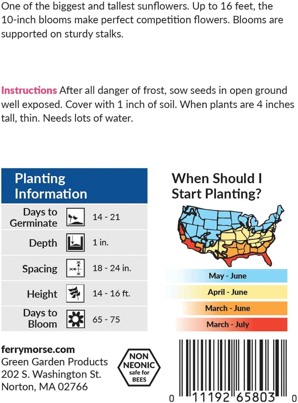 Ferry-Morse Online Edition Sunflower American Giant Hybrid Seed Multipack - 10 Pack