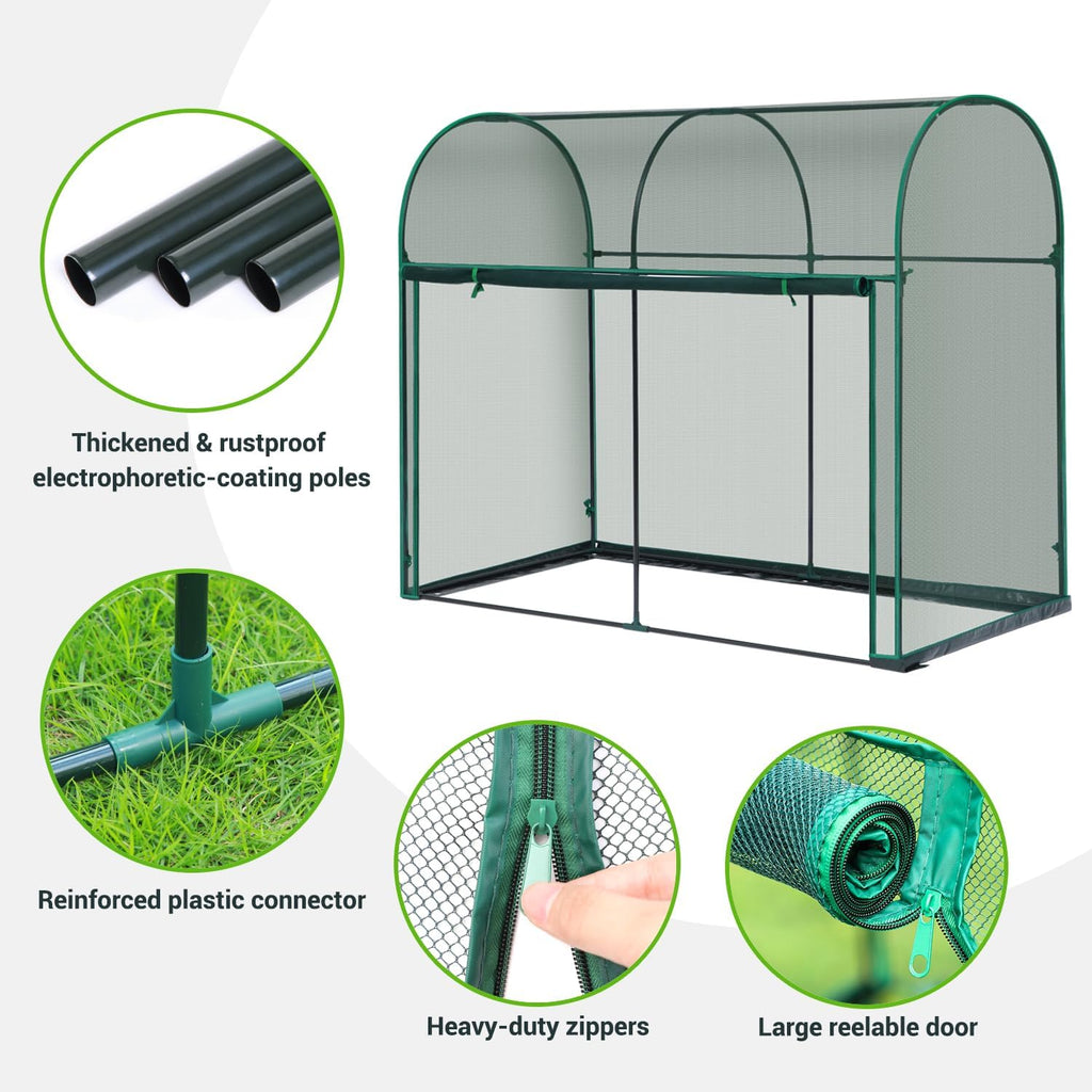 Ohuhu Crop Cages for Garden Plant: 6x3x5 Ft Tent Cage, Plant Netting Cover with Zipper, Garden Bed Cover, Plant Cover
