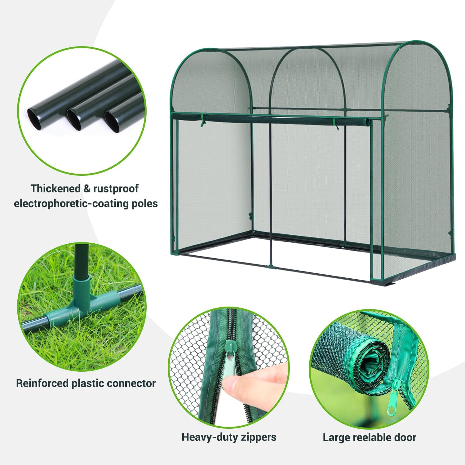 Ohuhu Crop Cages for Garden Plant: 6x3x5 Ft Tent Cage, Plant Netting Cover with Zipper, Garden Bed Cover, Plant Cover
