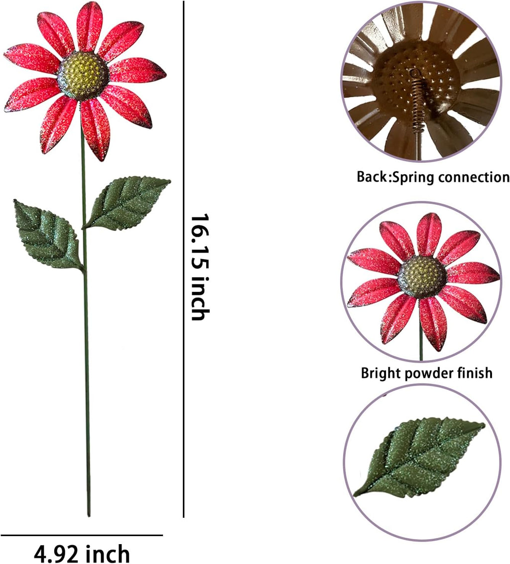 6Pack Metal Flowers for Outside，16.15" Decorative Garden Stakes | Metal Flowers &Butterfly Stakes For Spring Decor