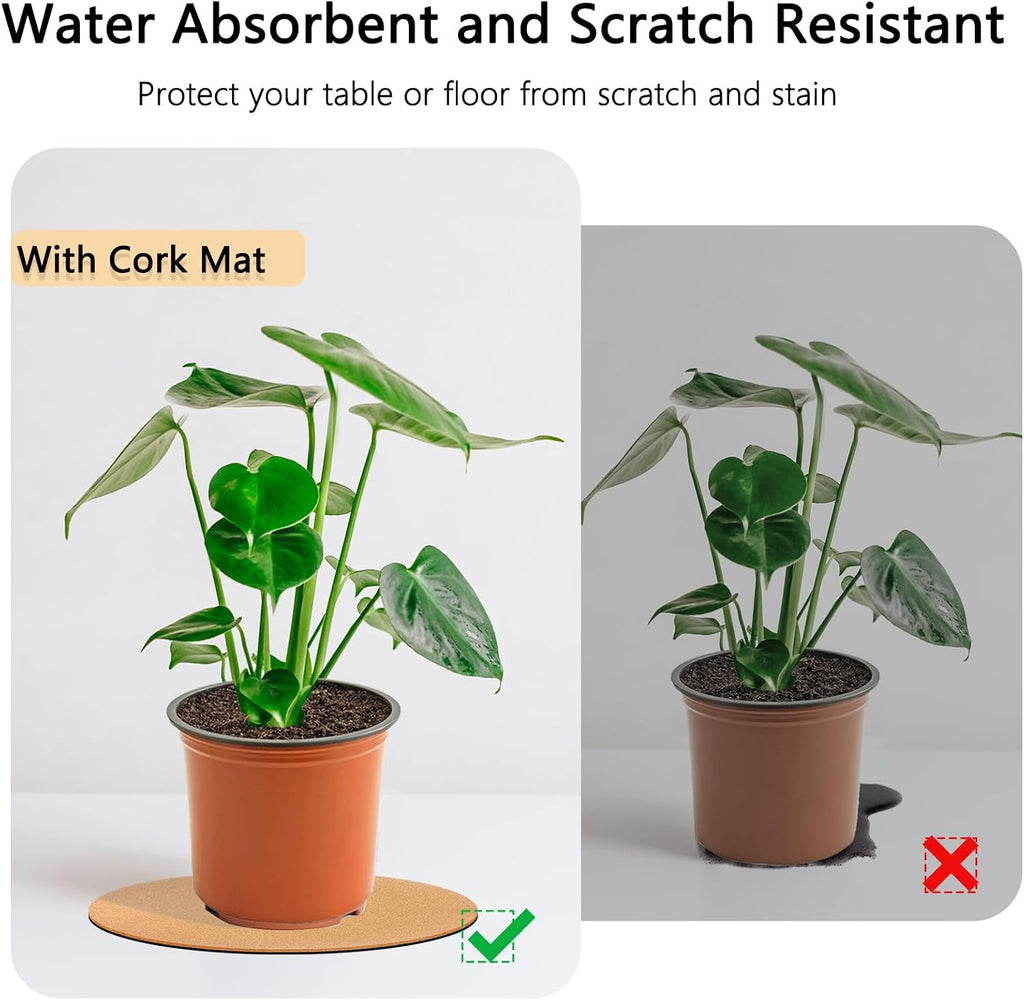 18 Inch Large Cork Plant Coasters, 2 Pieces Cork Plant Mats, Cork Coaster for Planters, Large Plant Coasters for House