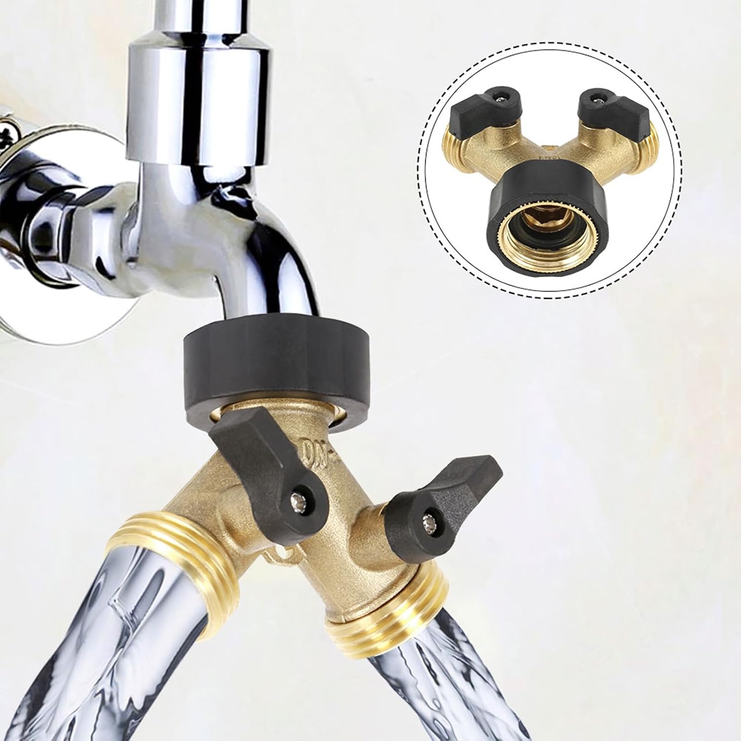 4 Pack Garden Hose Splitter 2 Way, 3/4" Thread, with 28 Rubber Washers | Heavy Duty Brass Hose Y Splitter, Leak Proof