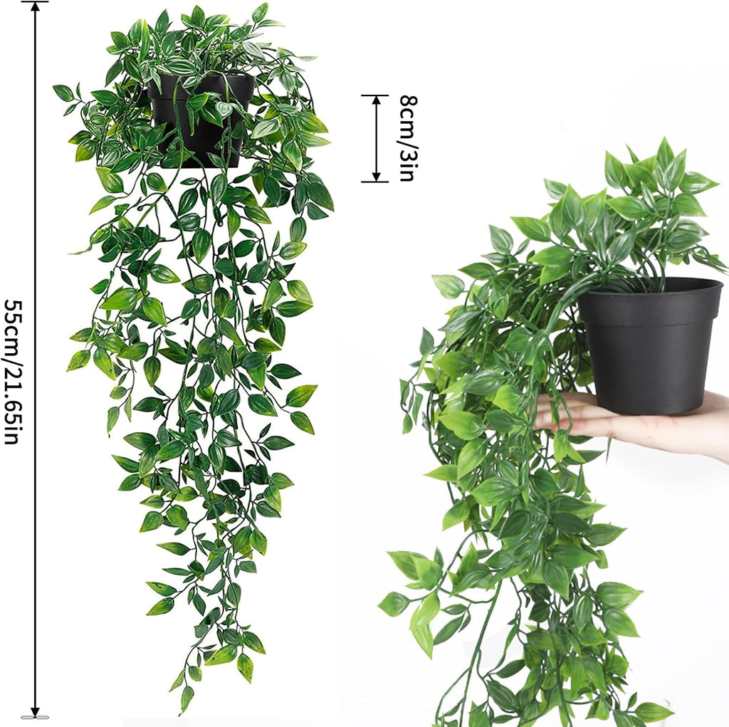 Whonline 3 Pack Artificial Hanging Plants Fake Plants with Pots for House Bedroom Wall Garden Decor
