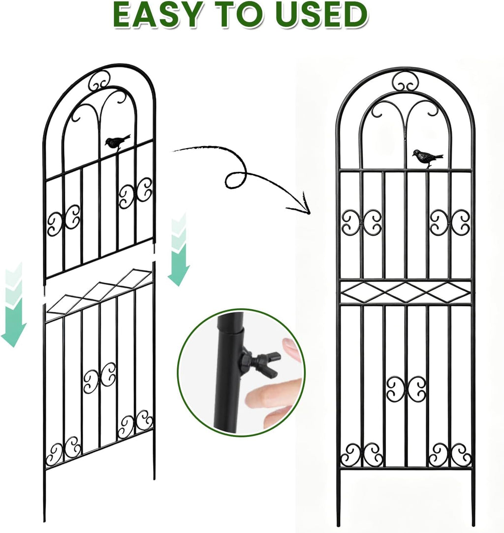 2 Pack 78.7"x19.7" Metal Gardon Trellis for Climbing Plants Outdoor, | Rustproof, Heavy Duty, Black Coating Plant