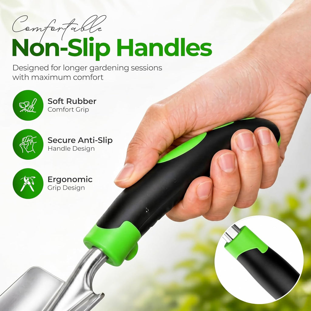 Garden Tools Set 8 PCS Heavy Duty Stainless Steel Gardening Tools for Women | Ergonomic Gardening Hand Tools with Rust