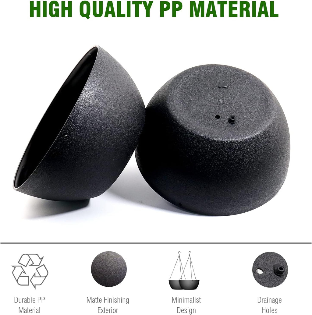 WSMKSZ 13 inch Large Hanging Planters Plant Pots for Outdoor Indoor Plants with Drainage Holes and Chain, 2 Pack Round