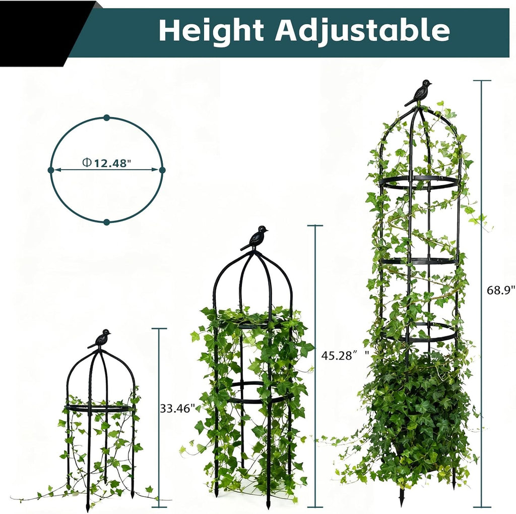 2 Pack Garden Obelisk Trellis for Climbing Plants Outdoor, Plant Trellis Garden Tower Trellis for Potted Plant
