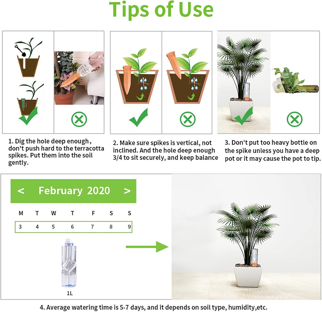 Terracotta Watering Spikes, Set of 8 Pack Plant Watering Devices, Self Terra Cotta Watering Spikes Stakes for Indoor