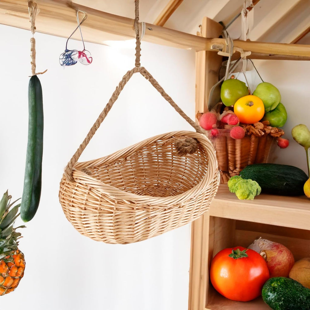 JJSQ Wicker Woven Basket with Jute Rope Handle Garden Harvest Basket Wicker Storage Baskets for Picnic, Easter