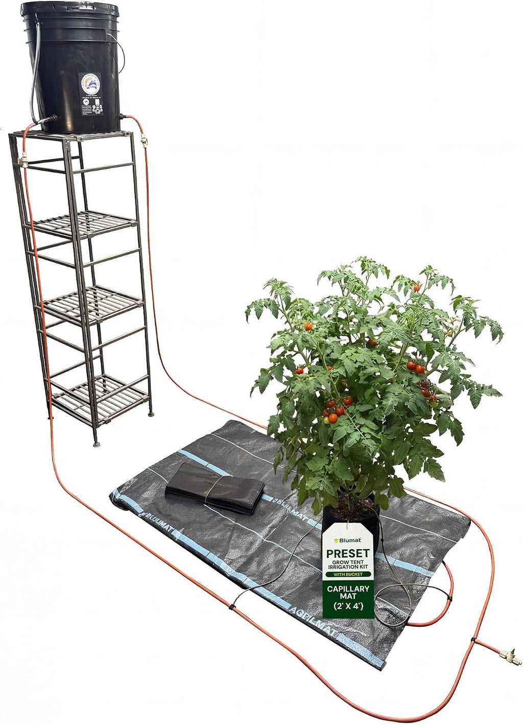 Grow Tent Irrigation Preset Blumat Kit for 2' x 4' Capillary Mat (Bucket not Included)