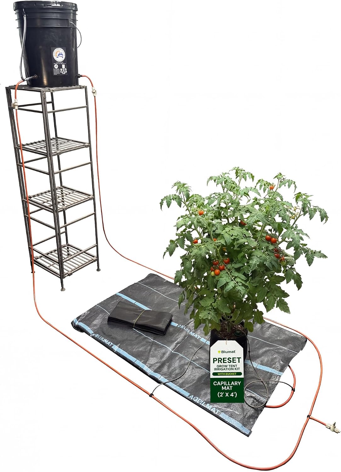 Grow Tent Irrigation Preset Blumat Kit for 2' x 4' Capillary Mat (Bucket not Included)