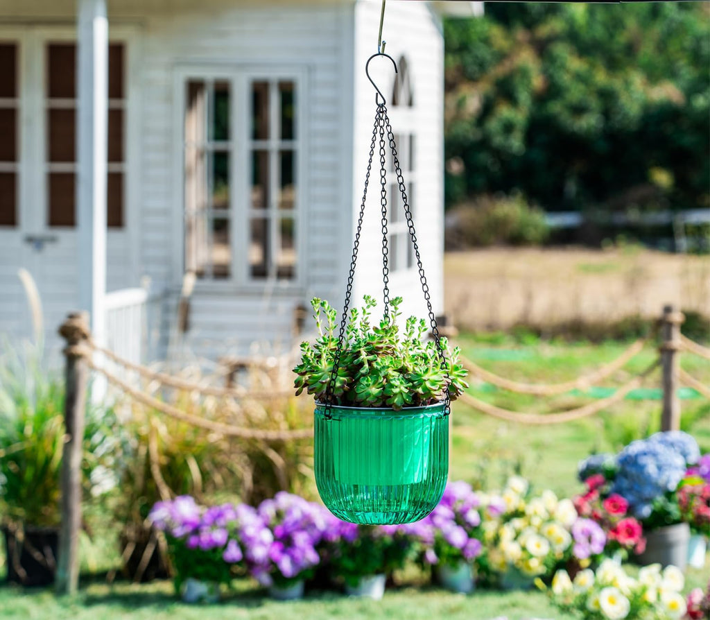 Melphoe Self Watering Hanging Planters Indoor Flower Pots, (6.5’’+6.5’’+5.3''+5.3'' 4Pack) - Outdoor Hanging Plant Pot