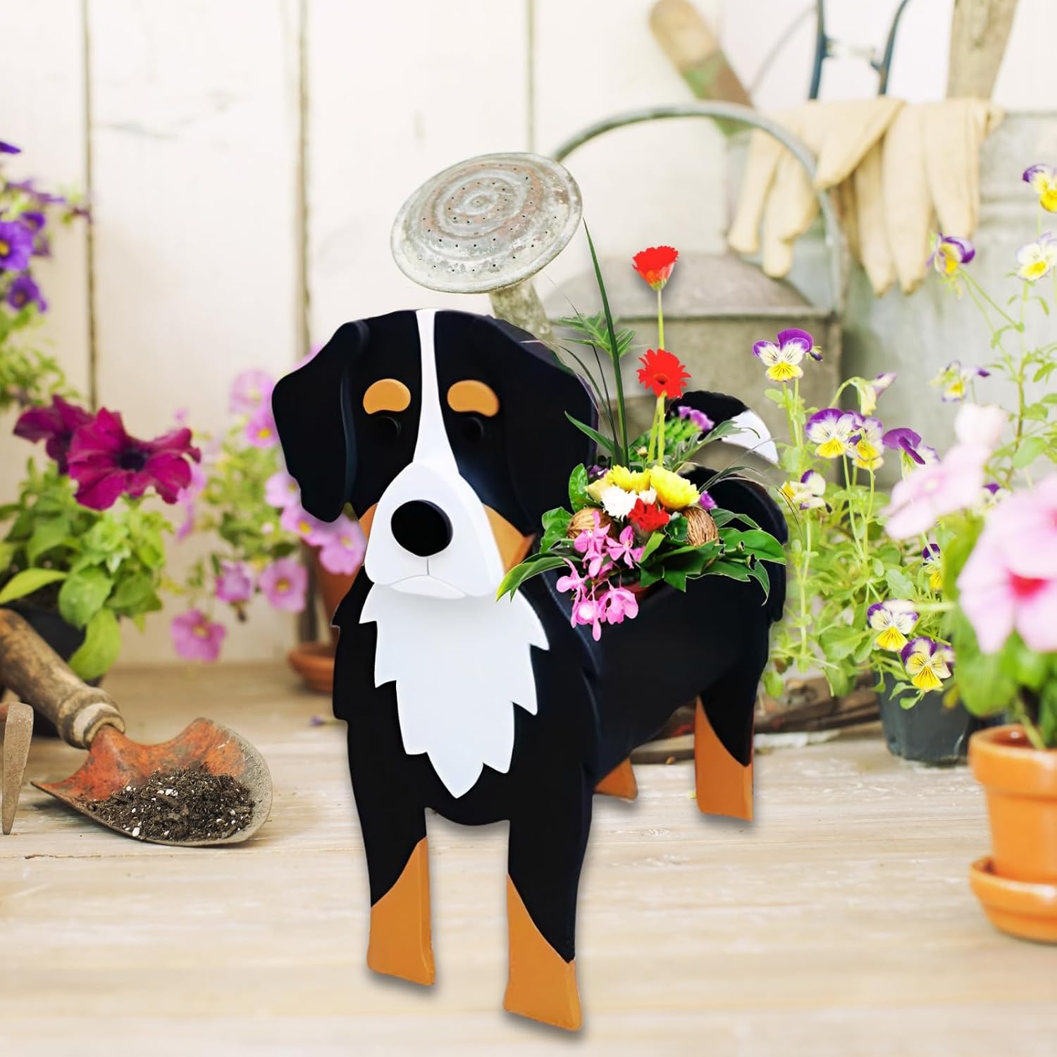 Bernese Mountain Dog Planter Pots, Animal Shaped Flower Pot | Large Cute Plant Gift for Women and Pet Lovers, Indoor