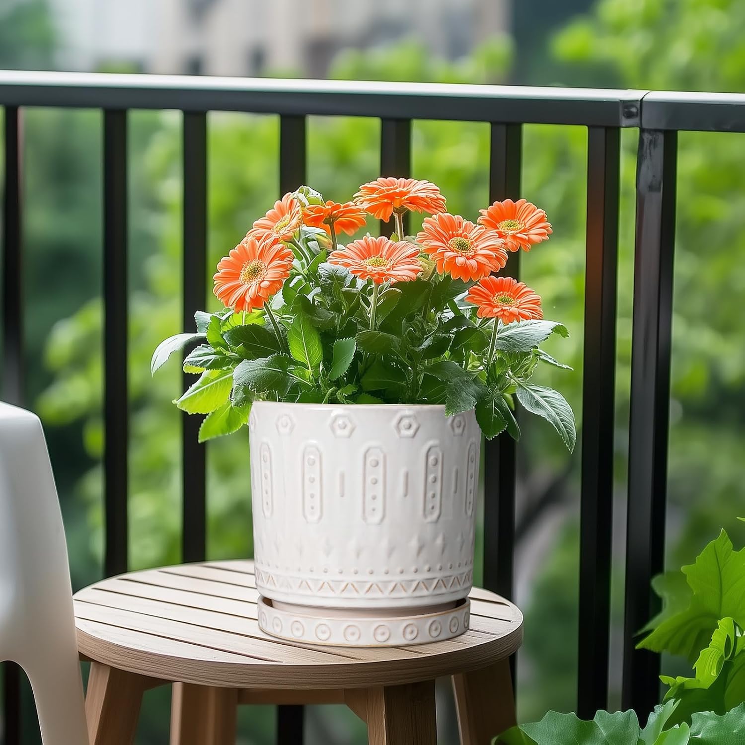 Eightpot Plant Tray for Pots - Ceramic Plant Saucer for Indoors Outdoors 7.5 Inch Plant Water Catcher Tray Plant