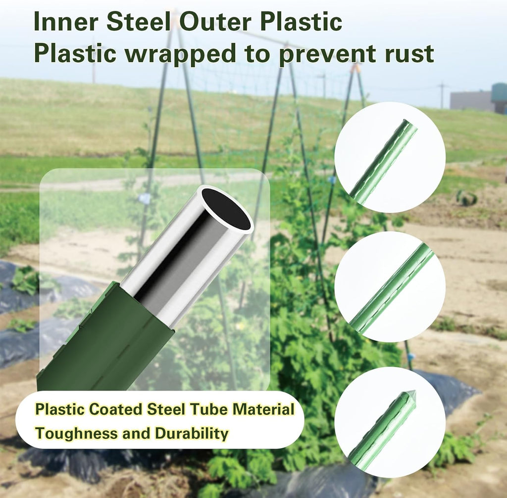 Plant Stakes 36 inch, 3ft Steel Garden Stakes 25 Pack, Sturdy Plant Support for Climbing Plants, Tomatoes, Beans