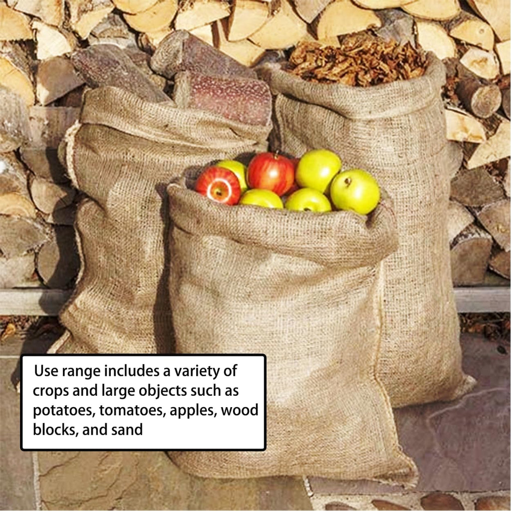 6 Pack Burlap Bags, 19.5 × 35 inch Potato Sack Race Bags Natural Jute with Rope, Reusable Grocery Bags Strong for Food
