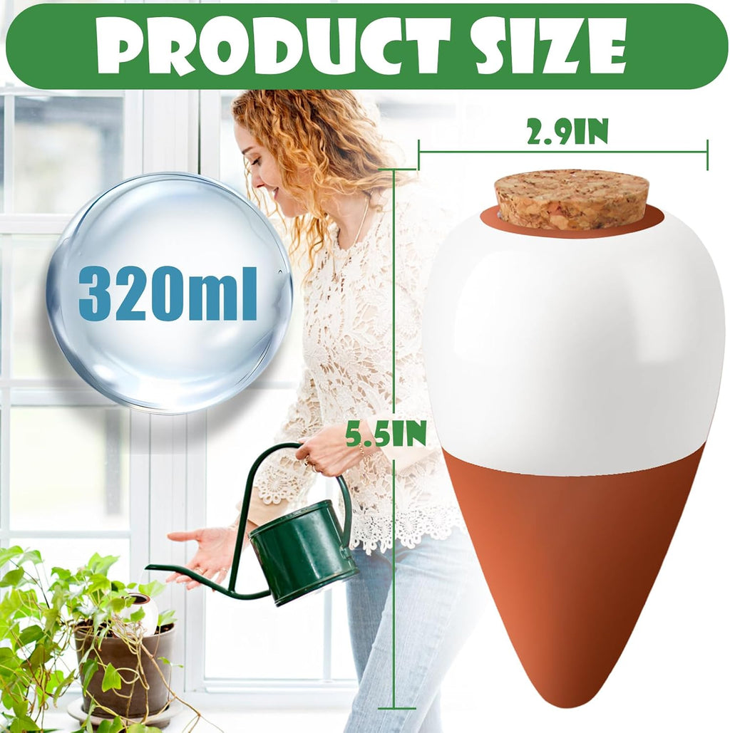 Terracotta Watering Spikes, 4 Pack Ollas Self Watering Globes | Slow Release Self Watering Planter Insert, Plant