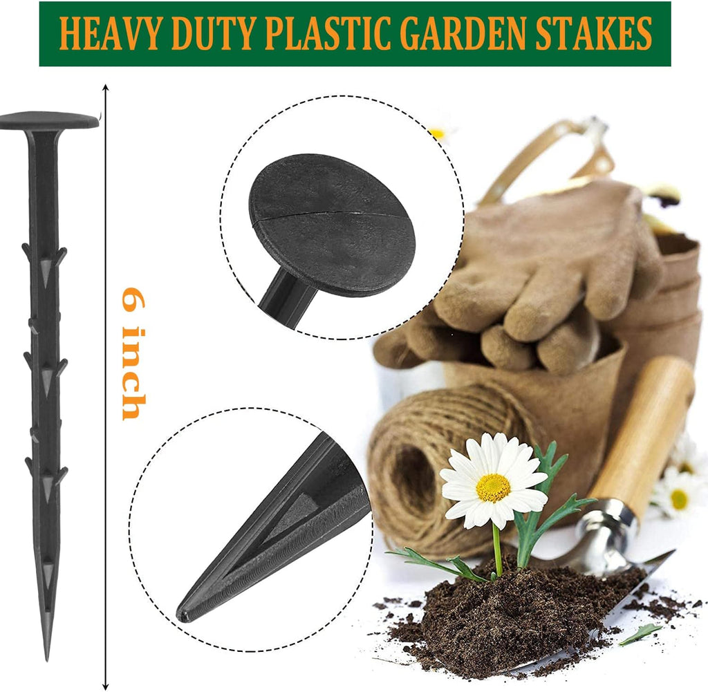 160 Pack Plastic Garden Lawn Stakes 6 inch Heavy Duty Landscape Anchors Spikes Rustproof Nail for Ground Lawn Edging