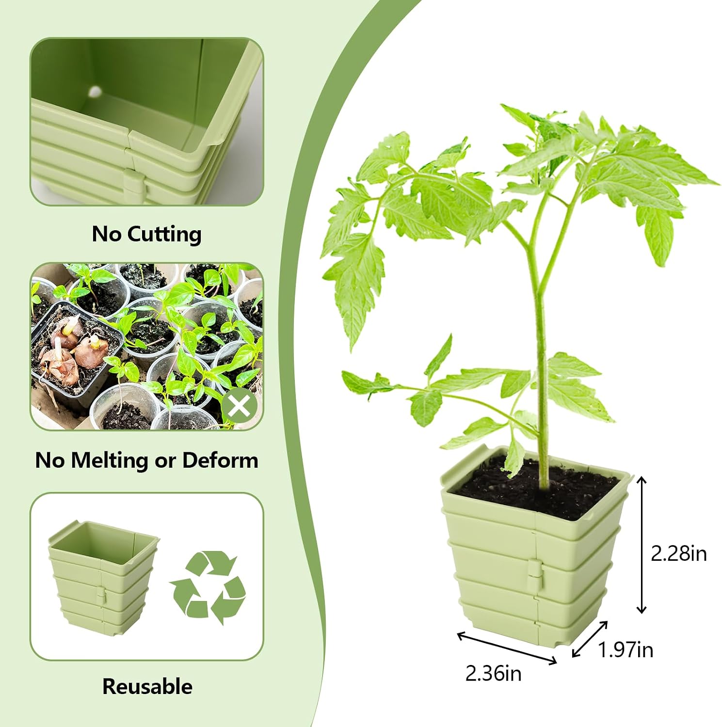 Side-Open Seed Starter Tray 4-Pack, 24 Cells Modular Design with Detachable Plant Cells, Extra-Large 2.36"x2.28" Cells