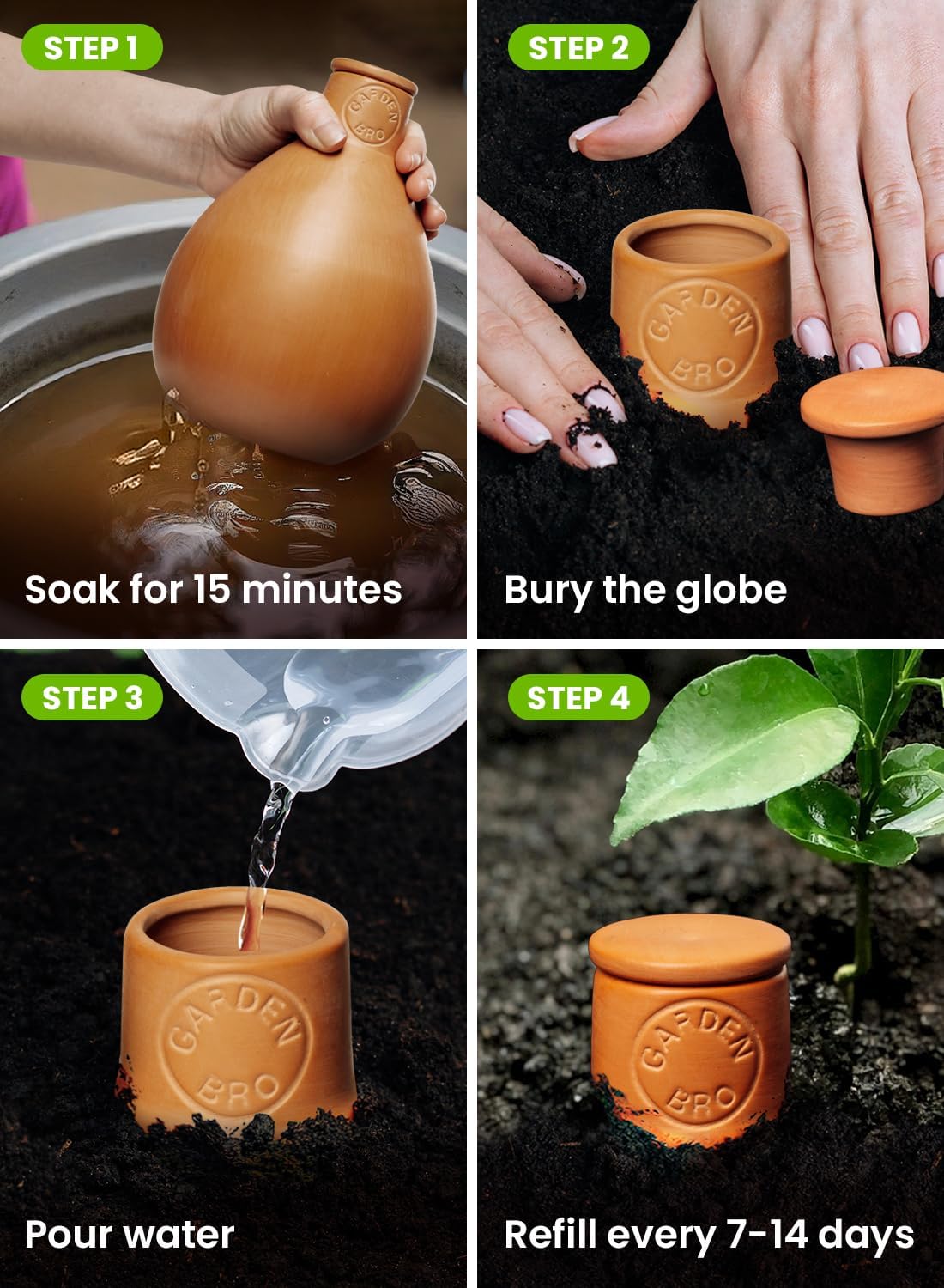 2pc Olla Pots For Garden Terracotta Watering Pots - 32oz XL Garden Olla Watering System For Raised Beds & Outdoor