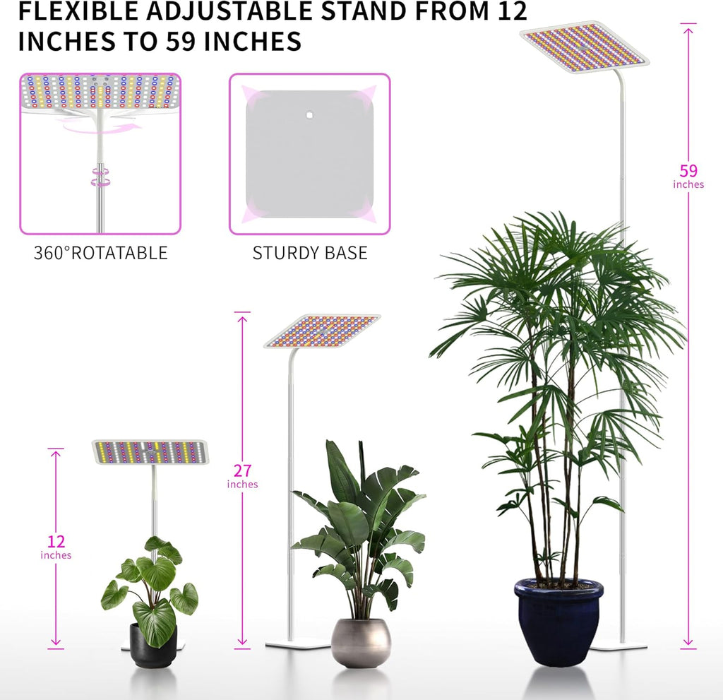 18W Grow Lights for Indoor Plants with Stand, Full Spectrum LED Plant Light for Indoor Plants,12-59 Inches Height